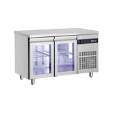 Masă rece cu 2 uși din sticlă, agregat lateral, finisaj inox, Linia 600, Inomak